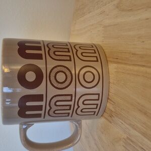 Vintage Retro 70s "MOM" Coffee Mug - Brown Tan Kiln Craft Geometric  Design
